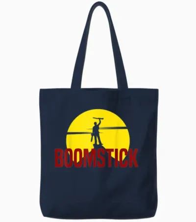This Is My Boomstick Shotgun Dead Red T-Shirt Evil T-Shirt, Black Tote Bags - Navy