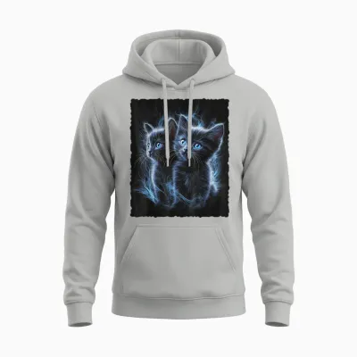 Cute Magic Cat Kitten Fantasy Art T-Shirt, Black Unisex Hoodie - Ash