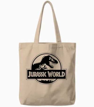 Jurassic World Classic Logo in Black Tote Bags - Natural