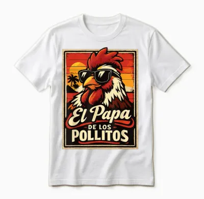 El Papa De Los Pollitos Funny Spanish Dia Del Padre Mexican Unisex T-Shirt - White
