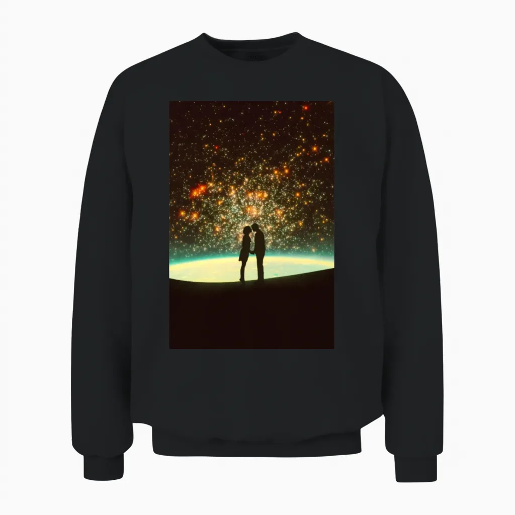 Cosmic Kiss Unisex Sweatshirt in Black