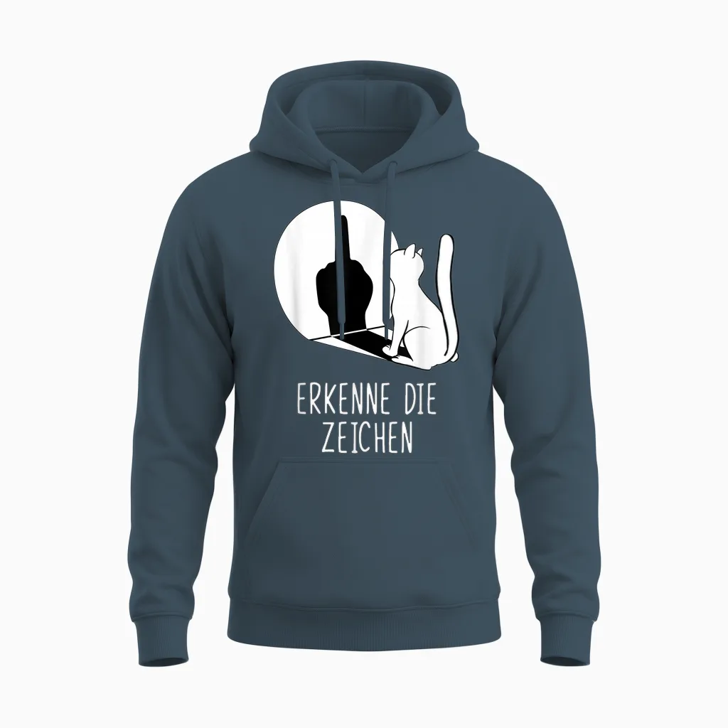 Waving Cat Shadow Cats Erkenne Die Signs T-Shirt, Black Unisex Hoodie in Dark Heather