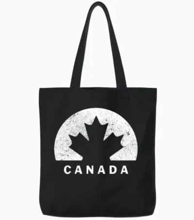 Canada Maple Leaf Emblem Used Look Tote Bags - Black