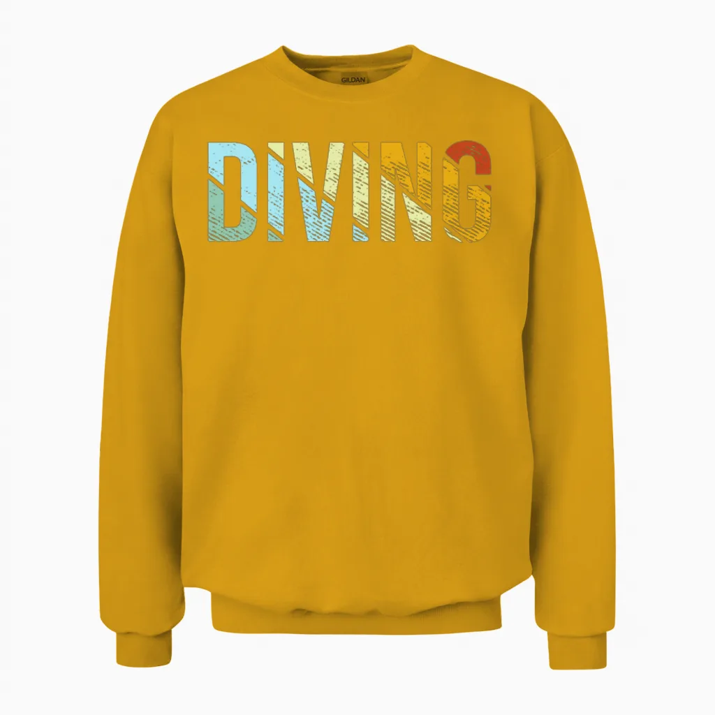 Diving Retro Unisex Sweatshirt in Gold