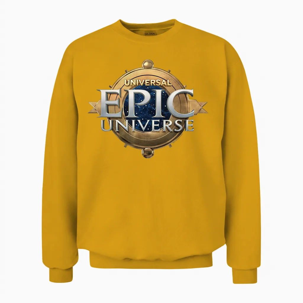 Universal Epic Universe Logo Unisex Sweatshirt in Gold
