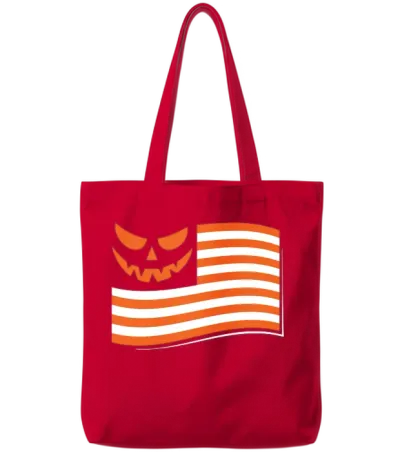 Smiling Jack O'lantern Flag Patriotic Halloween Tote Bags - Red