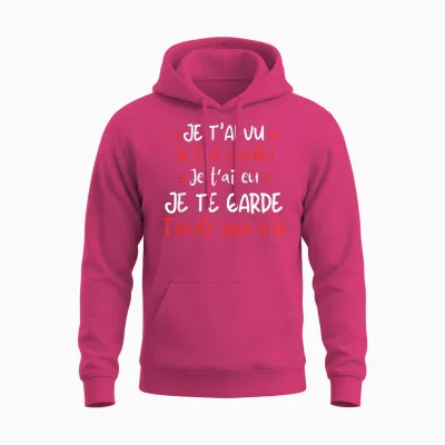 Je T'aime Original Valentine's Day Gift T-Shirt, Black, S Unisex Hoodie - Heliconia