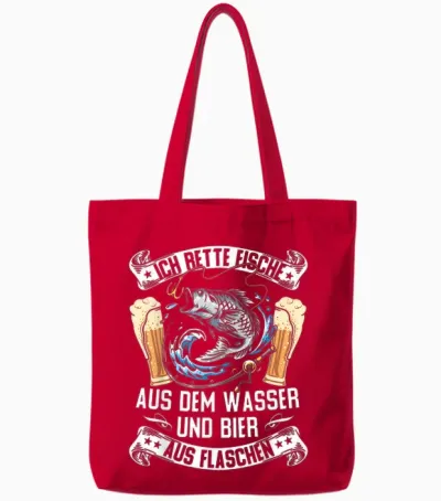 Ich Rette Fische Aus Dem Wasser Hecht Man Carp Fishing Tote Bags - Red