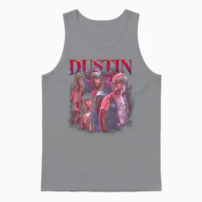 Stranger Things Dustin Heartthrob Officially Licensed Unisex Tank Top - Sport Grey