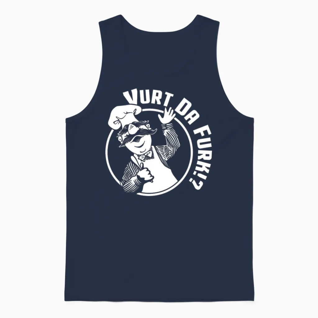 Vurt Da Furk? Swedish Chef Vert Der Ferk Unisex Tank Top in Navy