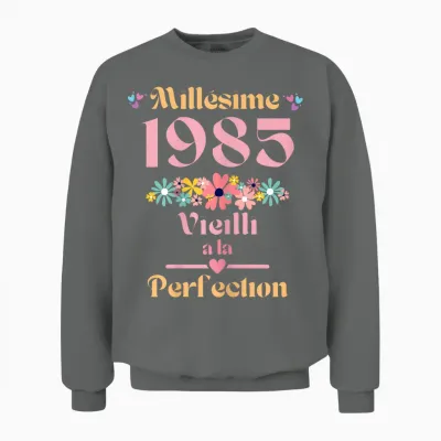 39 Ans Femme 1985 Idée Cadeau Anniversaire Drôle Humour Mama T-Shirt, Black, Female X-Small Unisex Sweatshirt - Graphite Heather