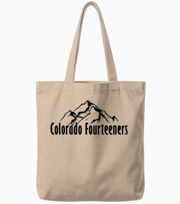 Colorado Fourteeners 2 Sided 14ers Checklist Tote Bags in Natural