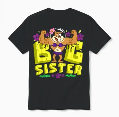 Mademark X Spongebob Squarepants - Spongebob Squarepants Big Sister Strong Sister Women Girls Unisex T-Shirt - Black