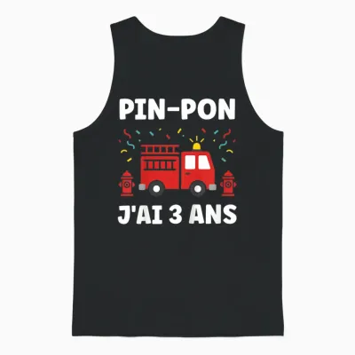 Enfant Humour Enfant Camion Pompier 3 Ans Garçon Anniversaire 3 Ans Unisex Tank Top - Black