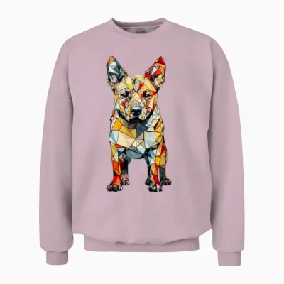 Geometric Dog Unisex Sweatshirt - Light Pink