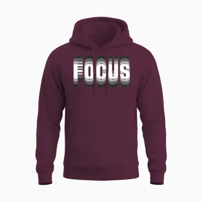 Focus Cool Trippy Optical Illusion T-Shirt, Black Unisex Hoodie - Maroon