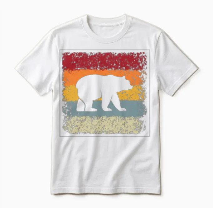 Bear Retro - Wildlife Unisex T-Shirt in White