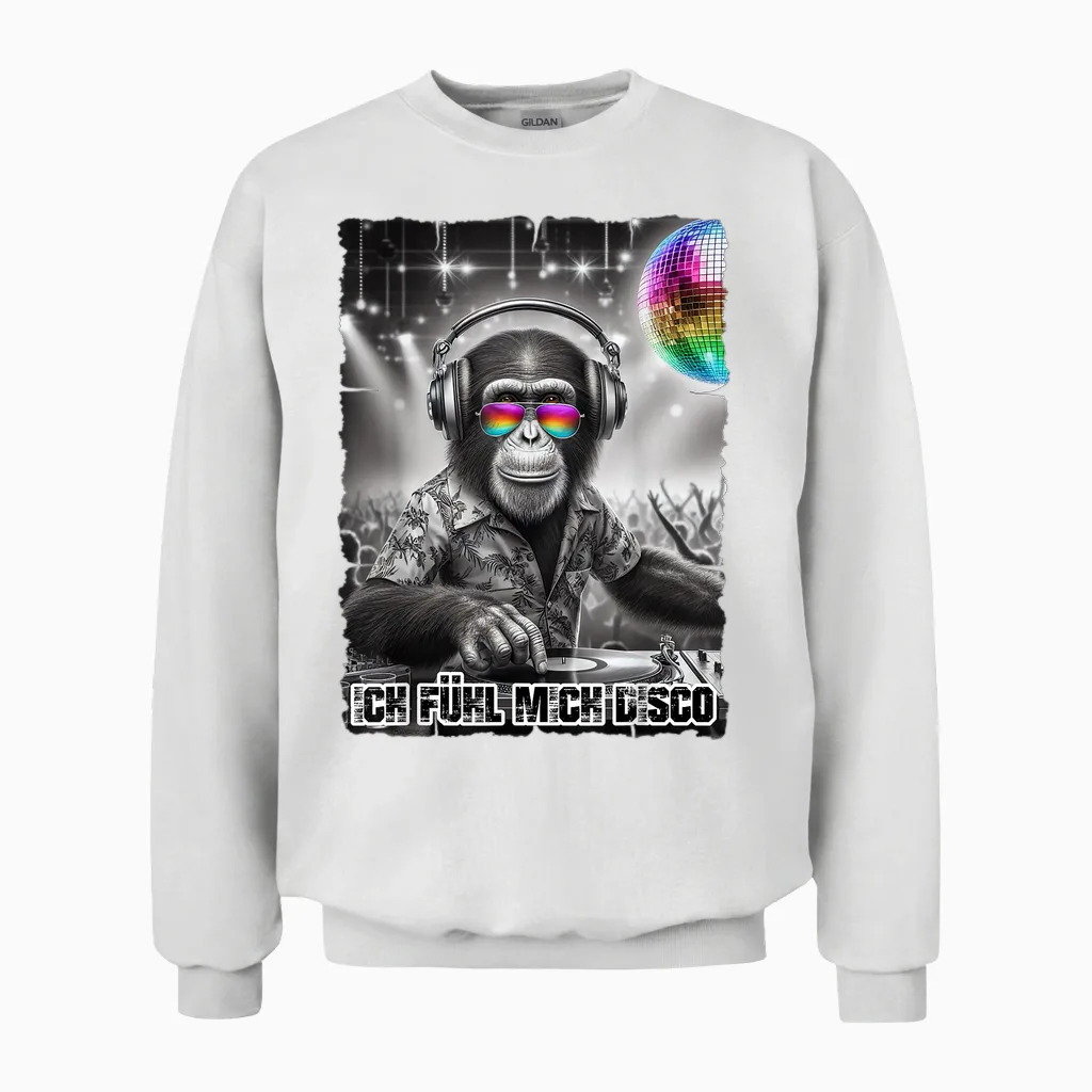 Ich Fühl Mich Disco Dj Outfit for Music Fans Malle Party T-Shirt, Black Unisex Sweatshirt in White