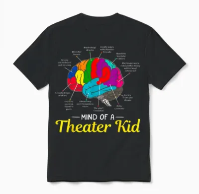 Mind of a Theater Kid Brain Musical Theatre Gift for Nerd Unisex T-Shirt - Black