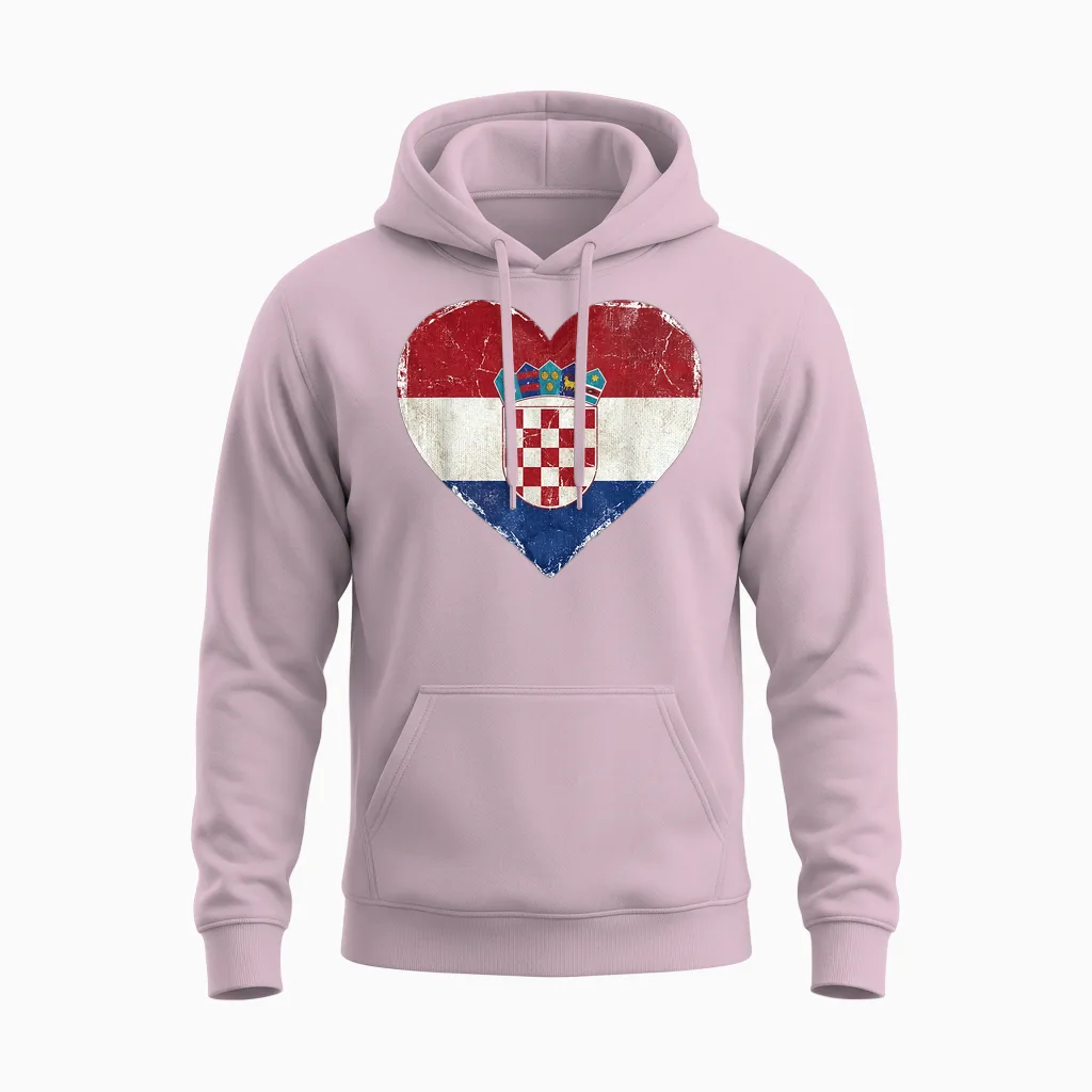 Kroatien Tshirt Balkan Herren Kroate Zagreb Hrvatska Unisex Hoodie in Light Pink