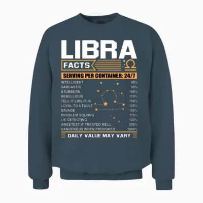 Libra Birthday Shirt Libra Facts Funny Birthday Unisex Sweatshirt - Dark Heather