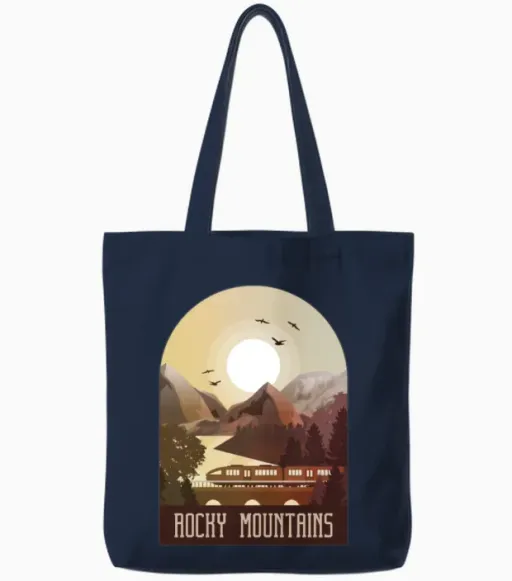 Rocky Mountains Hiking & Outdoors Tote Bags in Navy