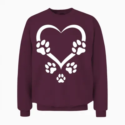 Dog Paw Heart Baby Dogs I Dog Paws Hearts Dog Paw Unisex Sweatshirt - Maroon
