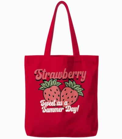 Sweet as a Summer Day for Lovers of Strawberries and Fruits Retro Tote Bags - Red