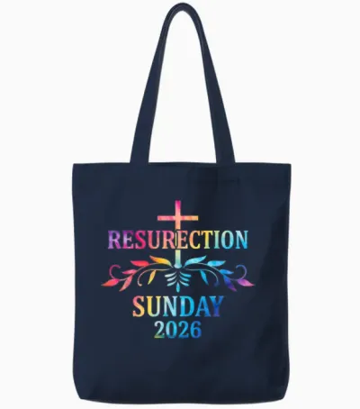 Croix Colorée De Pâques Du Dimanche De La Résurrection 2026 Tote Bags - Navy