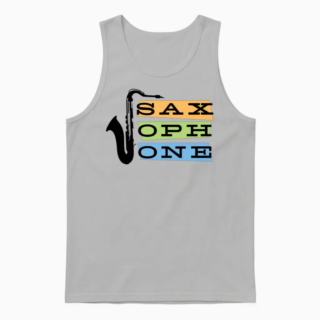 Saxophone Retro Unisex Tank Top in Ash