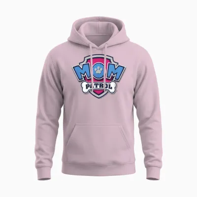 Paw Patrol Mother's Day Mom Patrol Badge Unisex Hoodie - Light Pink