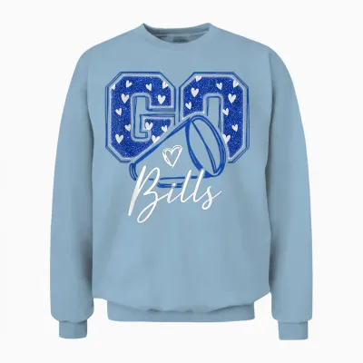 Go Cheer Bills Design Shirt for Man Women Girls Unisex Sweatshirt - Light Blue