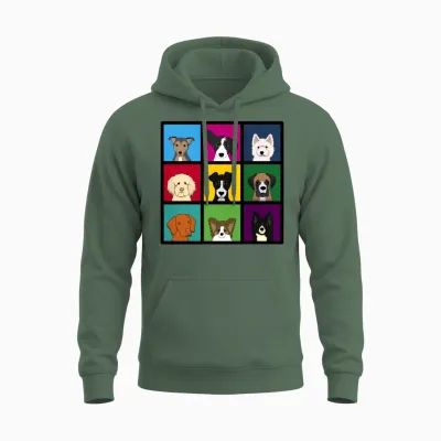 9 Dogs Unisex Hoodie - Military Green