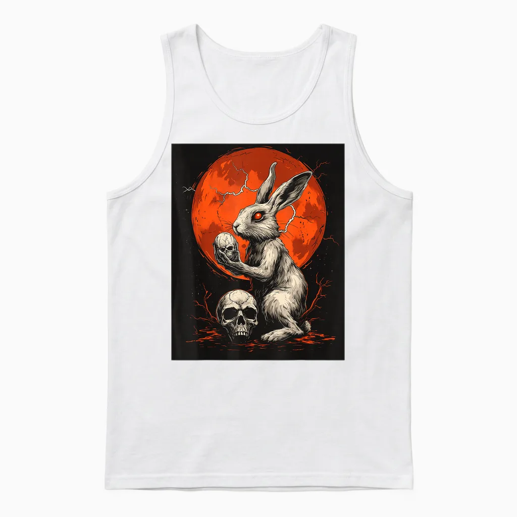 Kaninchen Totenkopf Mond Herren Gothic Damen Totenkopf Hase Unisex Tank Top in White