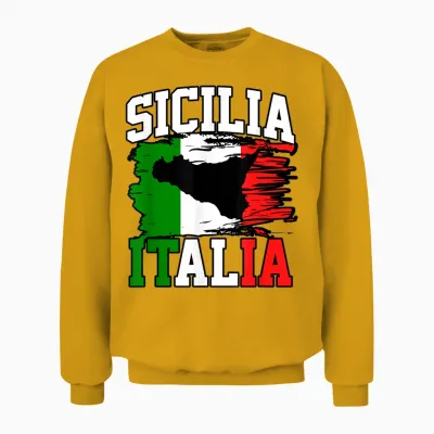 Sizilien Italien Italien Flagge Italien Sizilien Herren Damen Unisex Sweatshirt - Gold