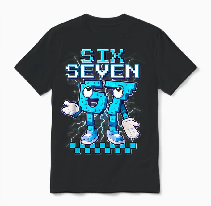 67 6 7 Six Seven Meme 6 7 Italian Brainrot 67 Gaming Für Jungen Unisex T-Shirt in Black