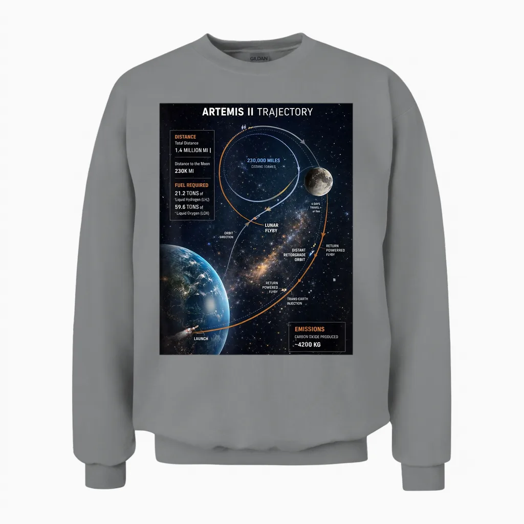 Artemis 2 Itinéraire Sls Rocket Launch Mission to the Moon Unisex Sweatshirt in Sport Grey