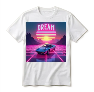 The Retro Futuristic Sunset Unisex T-Shirt - White