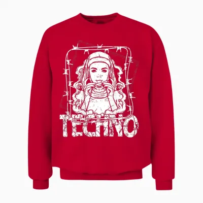 Backprint Techno Merch Rave Kleidung 200 Bpm Techno Nonne Unisex Sweatshirt - Red