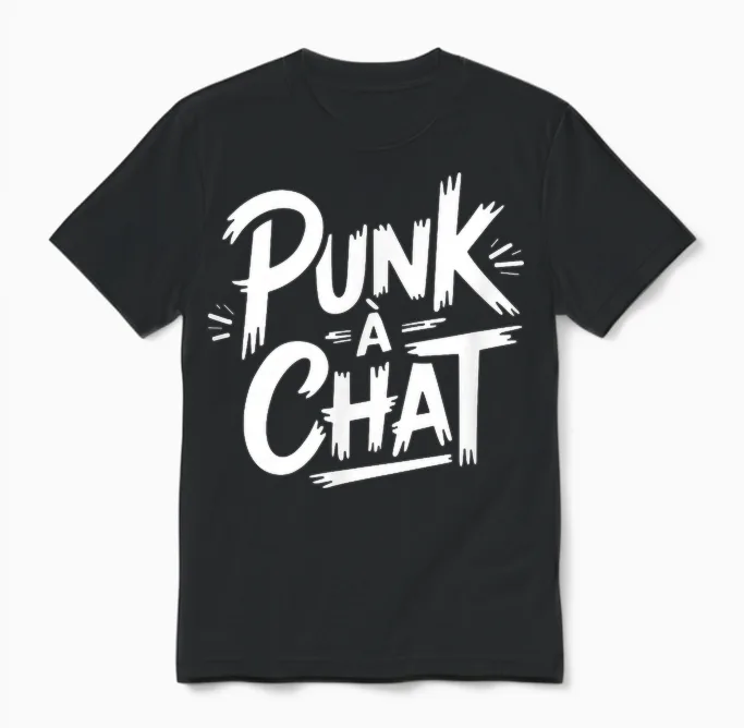 Punk Cat T-Shirt, Black, S Lovers Gift Unisex T-Shirt in Black