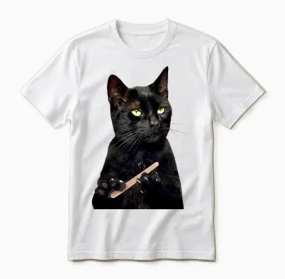 Nonplussed Black Cat Filing Nails Unisex T-Shirt - White