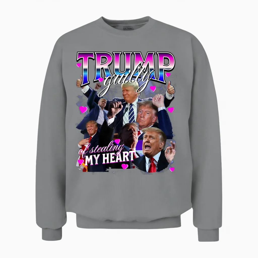 Schuldig, Mein Herz Gestohlen Zu Haben Pink Trump Trump Girl Valentines Unisex Sweatshirt in Sport Grey
