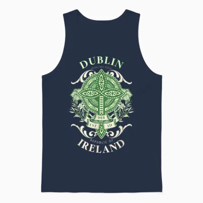 Dublin Ireland Celtic Cross Ancestry Irish Heritage Unisex Tank Top - Navy