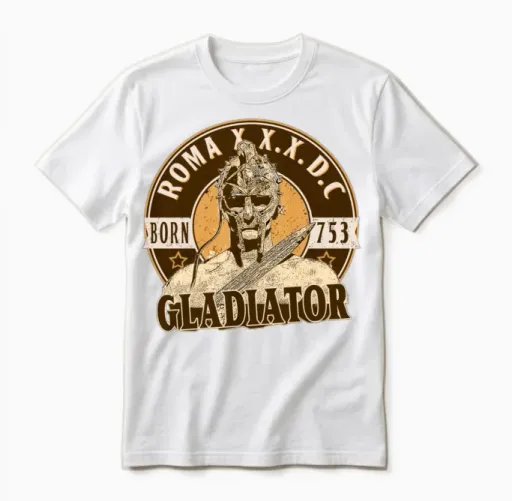 Roman Gladiator with Helmet and Sword Unisex T-Shirt in White