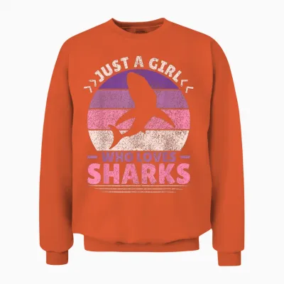 Just a Girl Who Loves Sharks Lover Shark Stuff Funny Shark Unisex Sweatshirt - Orange