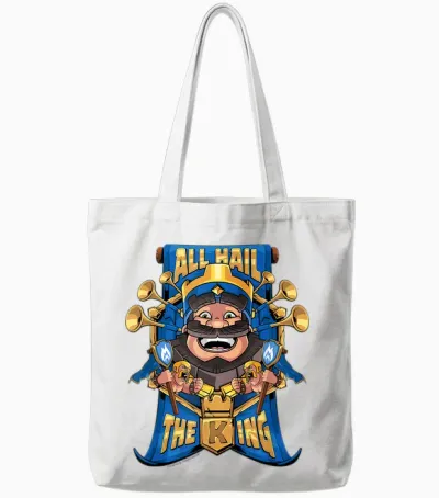 Clash Royale All Hail the King Epic Royal Portrait Tote Bags - White