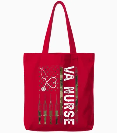 Va Nurse Patriotic Nurse Week 2023 Proud American Tote Bags - Red