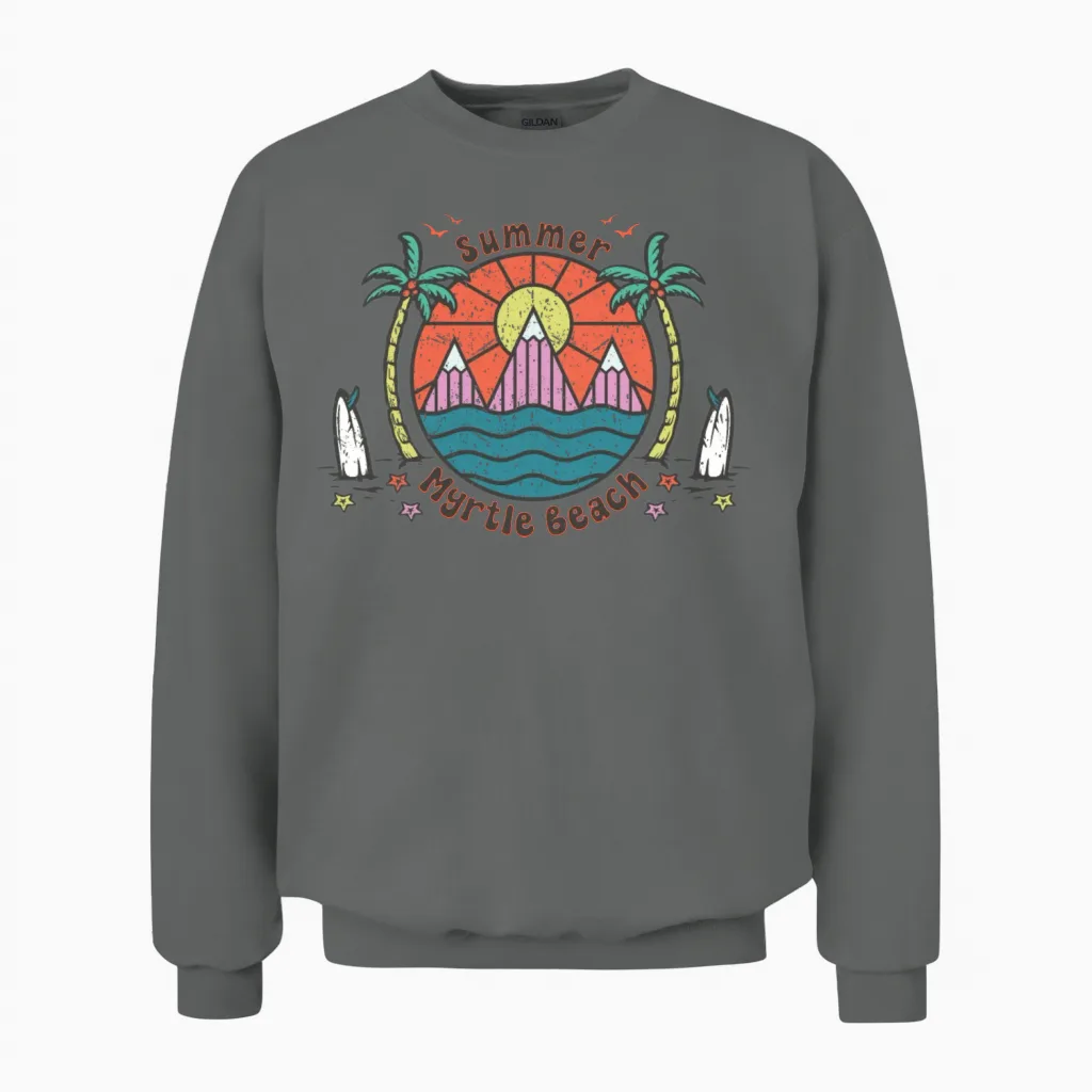 Retro Myrtle Beach - Summer & Unisex Sweatshirt in Graphite Heather