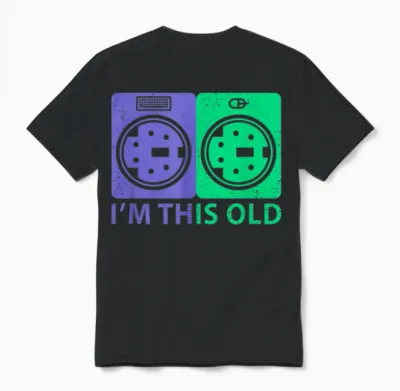 I Am This Old Shirt I Keyboard Mouse Nostalgia Unisex T-Shirt - Black