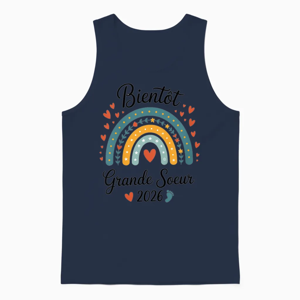 Child Future Big Sister 2026 I Will Be Big Sister 2026 Unisex Tank Top in Navy